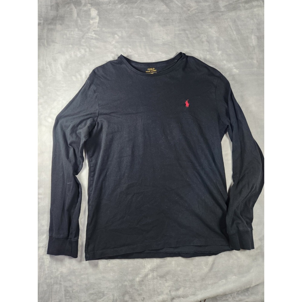 Polo Ralph Lauren Shirt Mens Medium Black Classic Long Sleeve Crew Neck Pullover